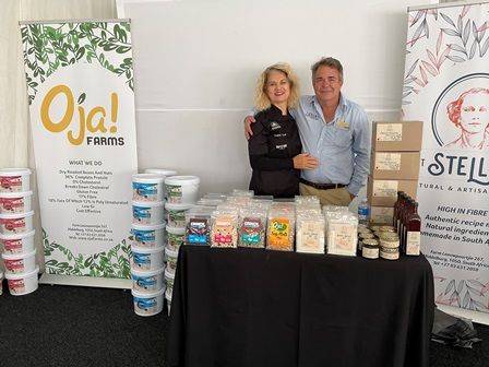 Riette Strydom, Food Developer of Oja! Farms with Owner Jannie Cloete at NAMPO demonstration